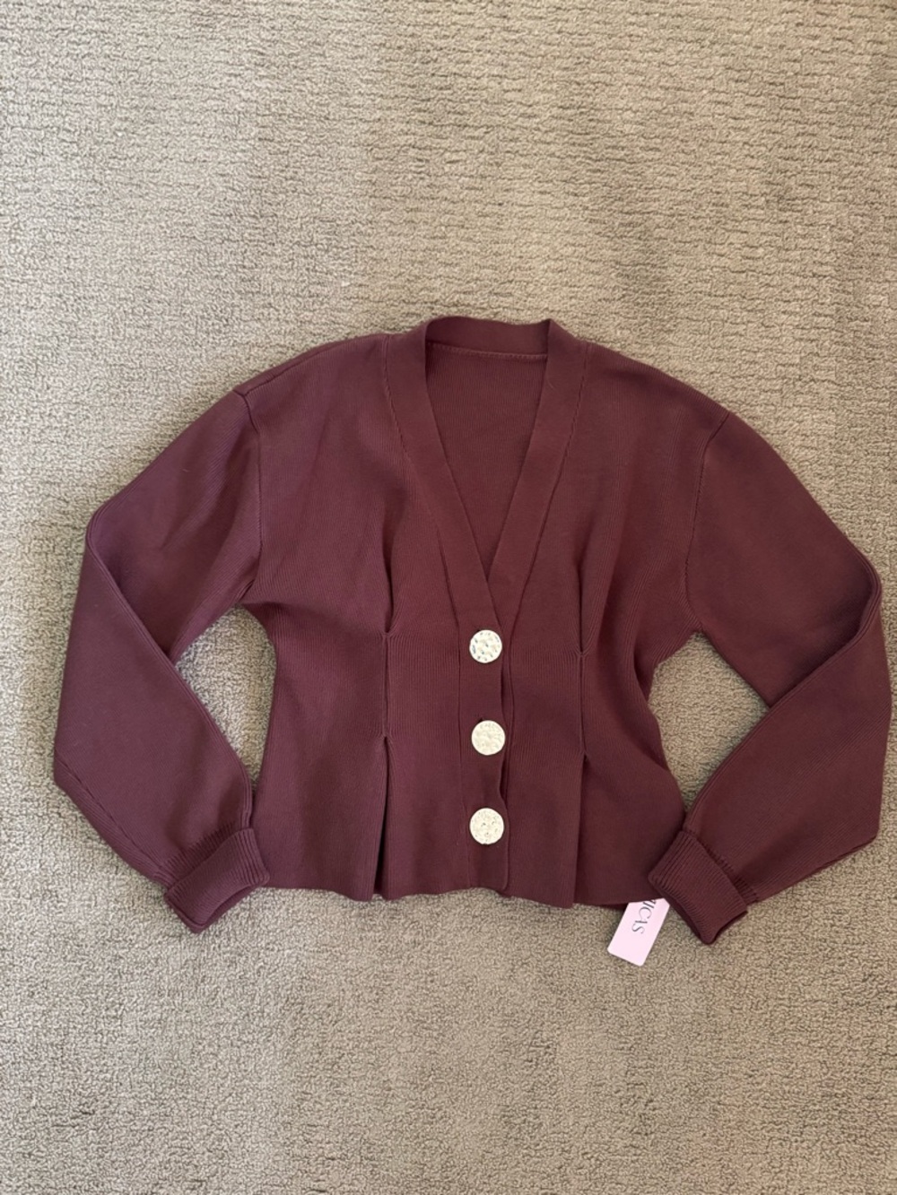 Micas Cropped V-Neck Button Front Cardigan